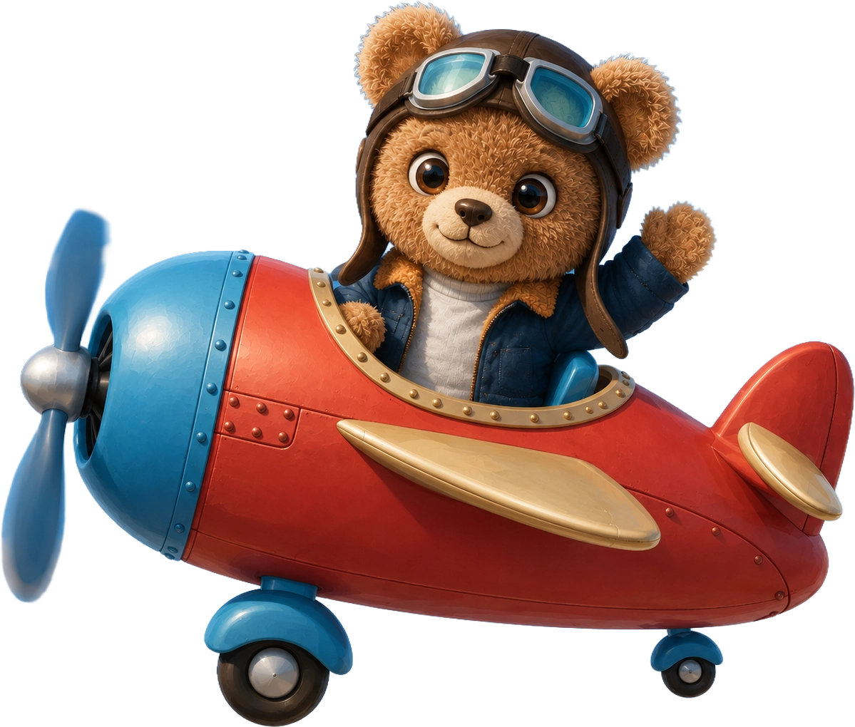 Teddy in airplane